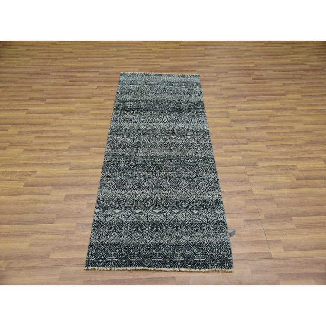 2'6" x 6'0" New Hand Knotted Grey Cotton Runner Oriental Rug - MOA10276019