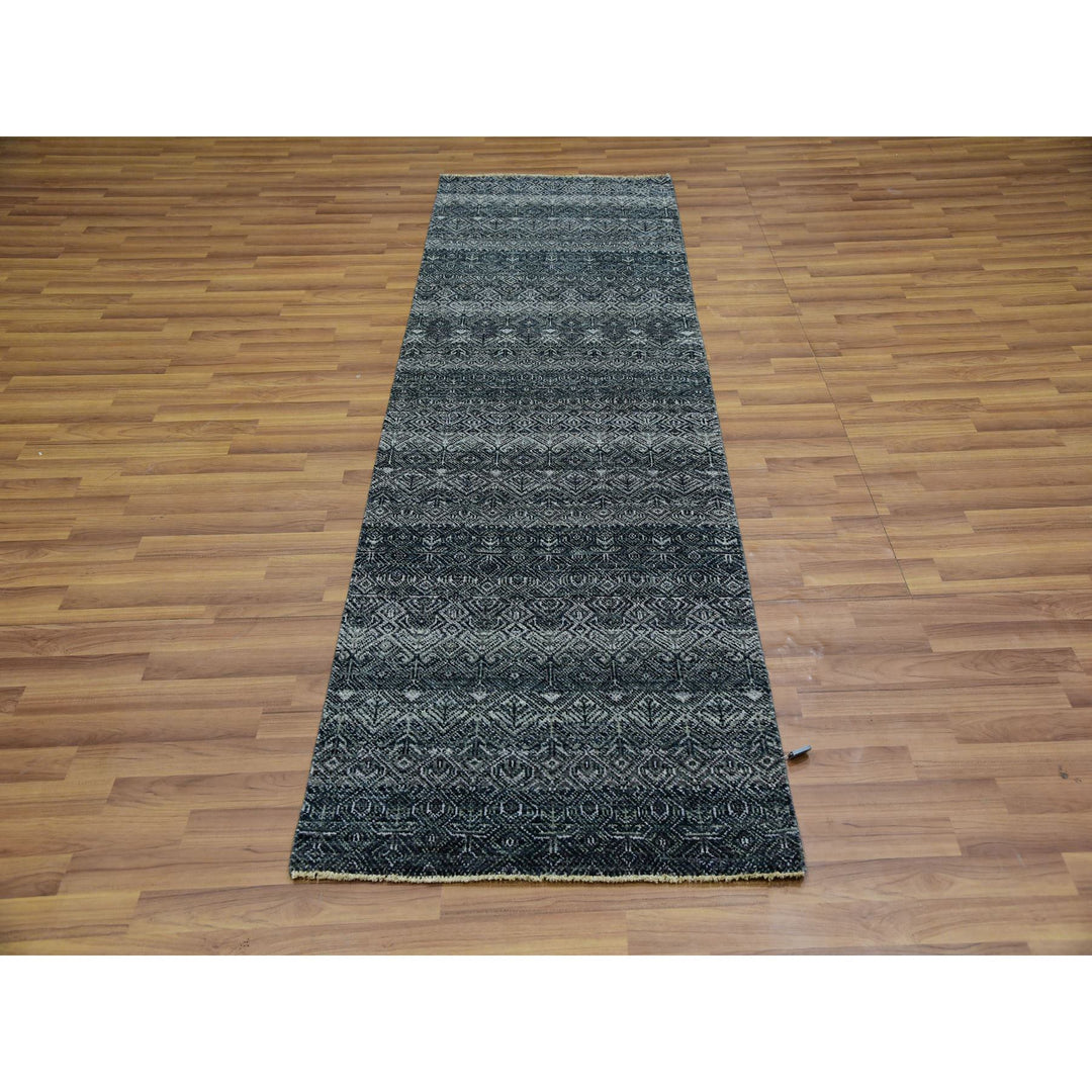 2'7" x 8'0" New Hand Knotted Grey Wool Runner Oriental Rug - MOA10276020