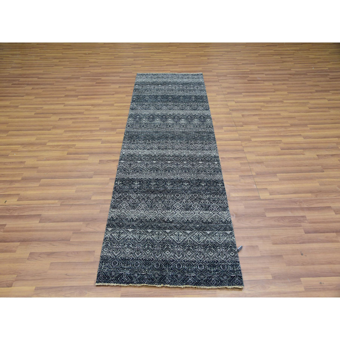 2'7" x 8'0" New Hand Knotted Grey Cotton Runner Oriental Rug - MOA10276021