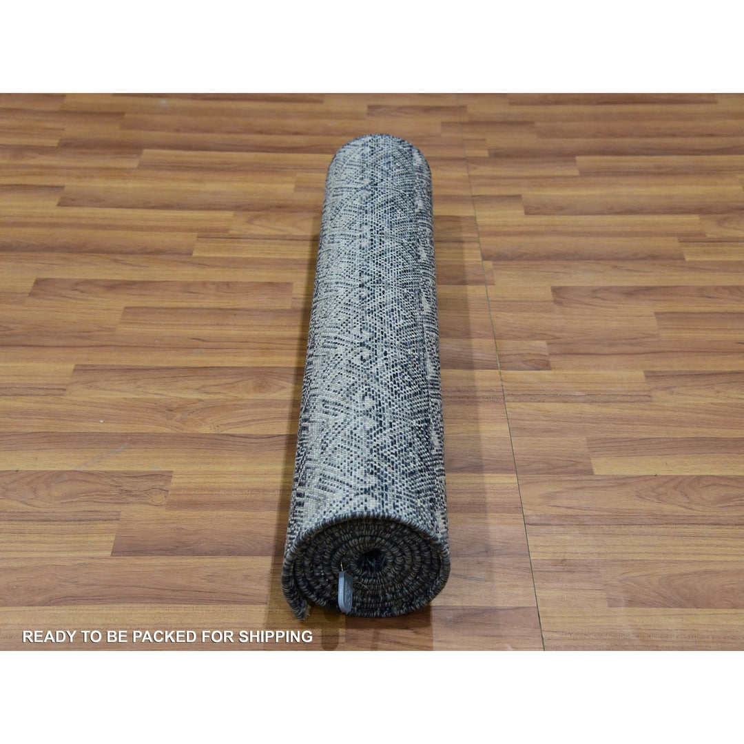 2'7" x 8'0" New Hand Knotted Grey Cotton Runner Oriental Rug - MOA10276021