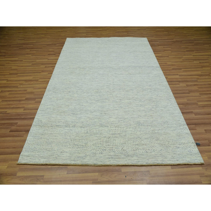 5'10" x 9'1" New Hand Knotted Ivory Wool Rectangle Oriental Rug - MOA10276024