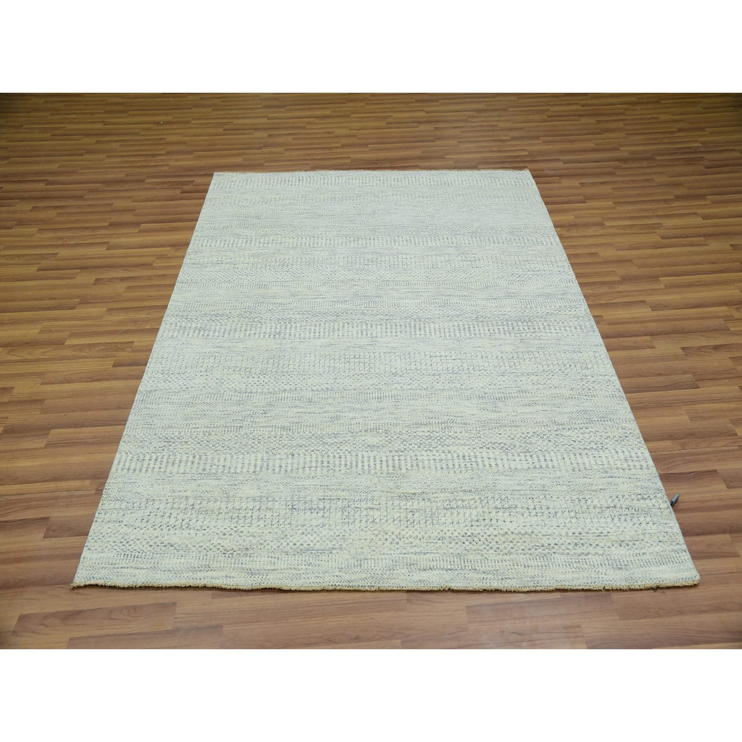 5'4" x 7'1" New Hand Knotted Ivory Wool Rectangle Oriental Rug - MOA10276026