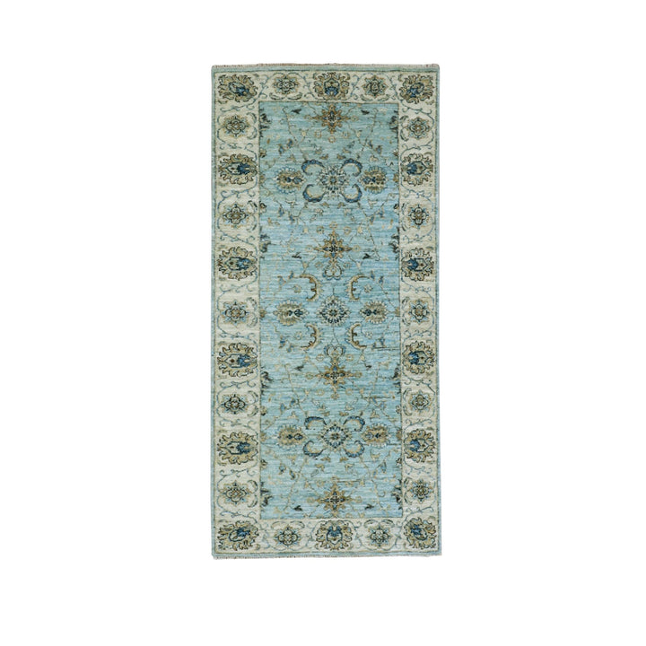 2'8" x 6'0" New Hand Knotted Blue Cotton Runner Oriental Rug - MOA10276031