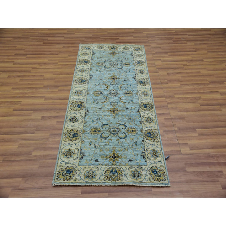 2'8" x 6'0" New Hand Knotted Blue Cotton Runner Oriental Rug - MOA10276031