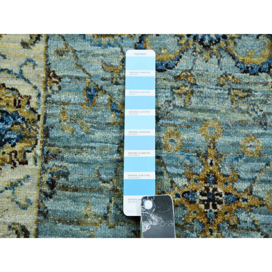 2'7" x 15'10" New Hand Knotted Blue Wool Runner Oriental Rug - MOA10276034