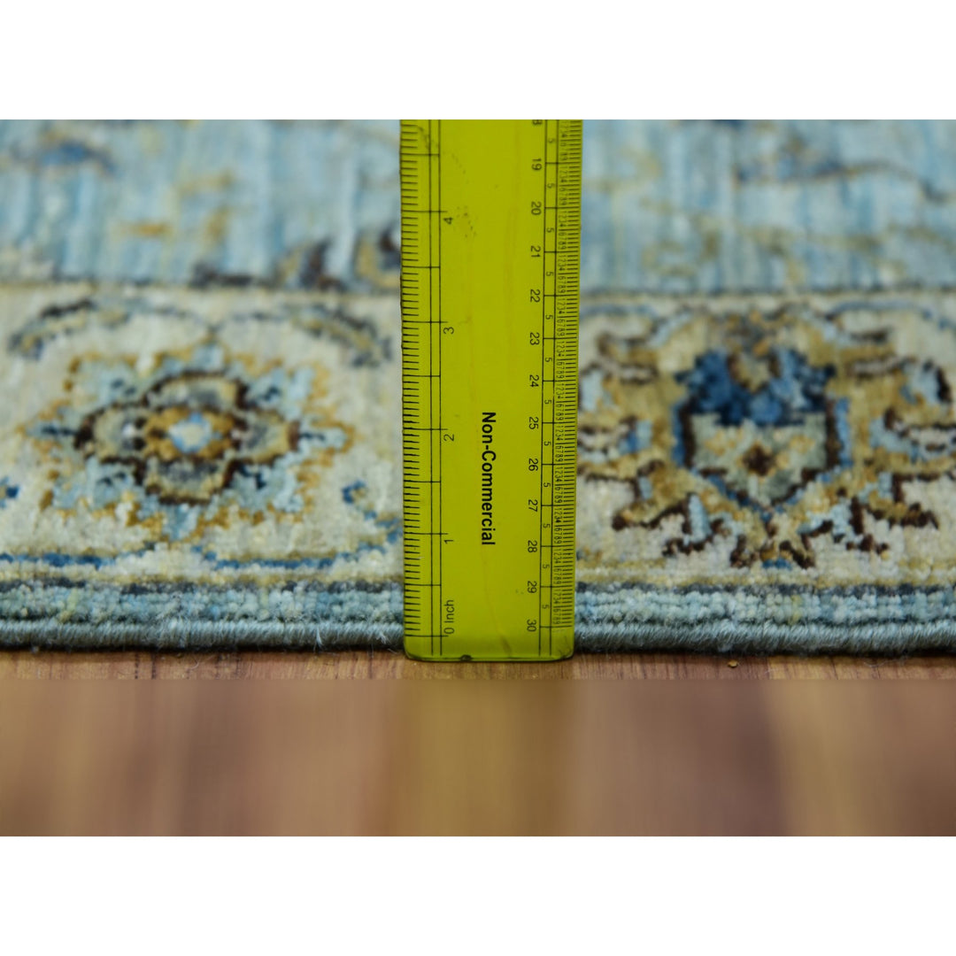 2'7" x 15'10" New Hand Knotted Blue Wool Runner Oriental Rug - MOA10276034