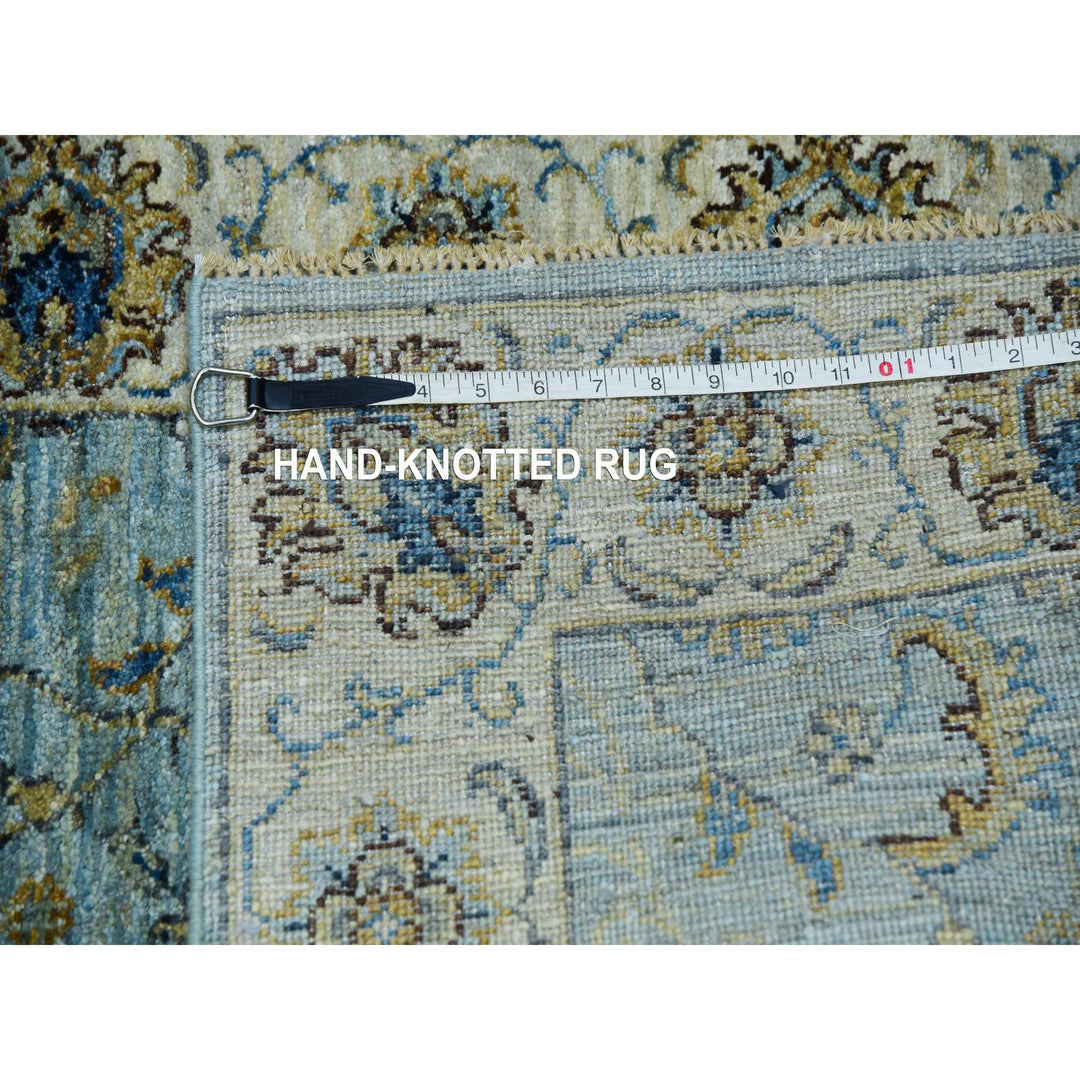 2'7" x 15'10" New Hand Knotted Blue Wool Runner Oriental Rug - MOA10276034