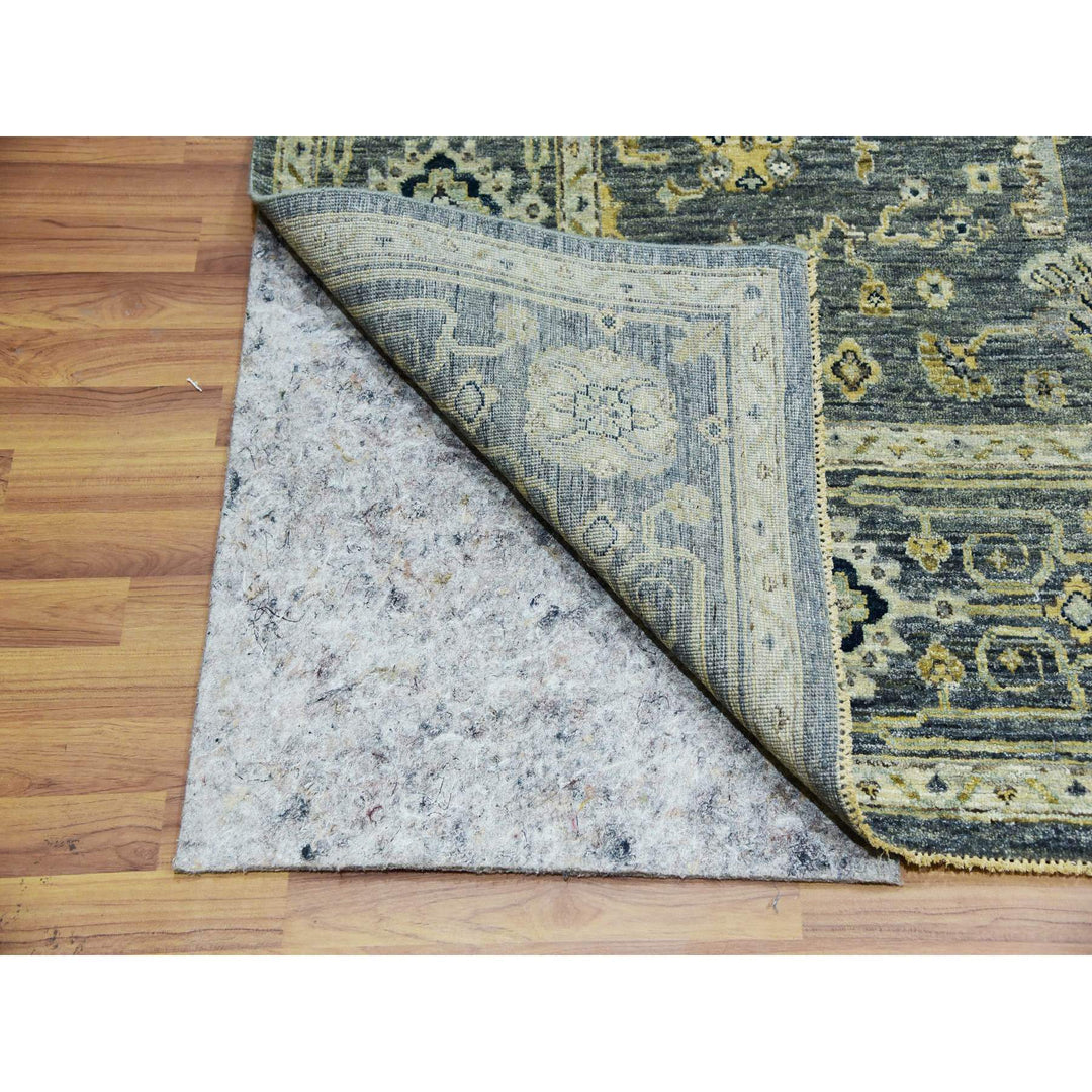 9'0" x 11'11" New Hand Knotted Grey Cotton Rectangle Oriental Rug - MOA10276043