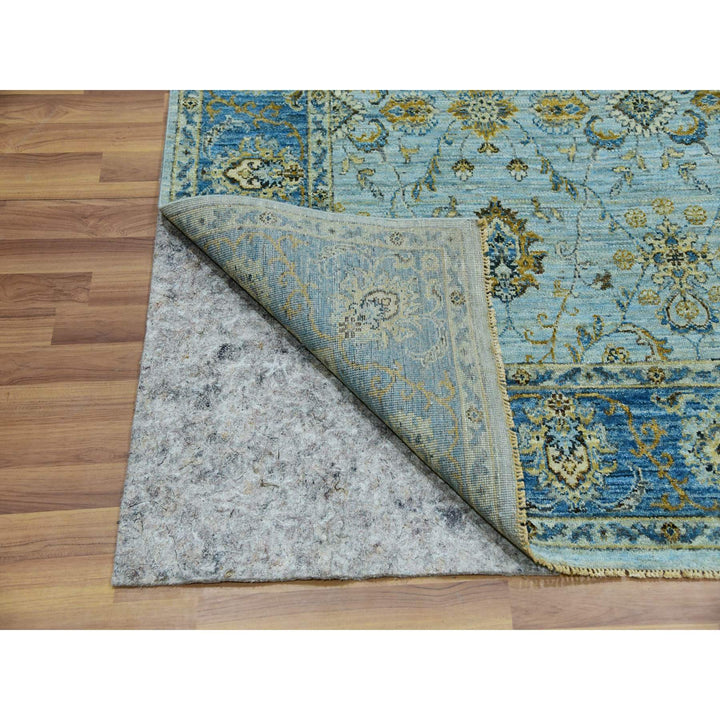 6'1" x 9'3" New Hand Knotted Blue Cotton Rectangle Oriental Rug - MOA10276045