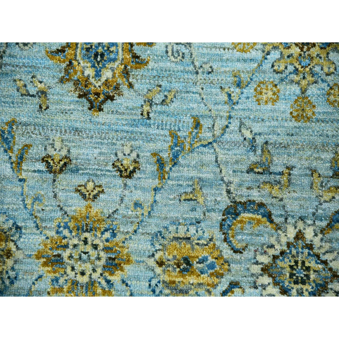 6'1" x 9'3" New Hand Knotted Blue Cotton Rectangle Oriental Rug - MOA10276045