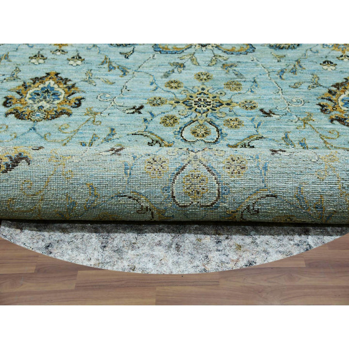 8'1" x 8'1" New Hand Knotted Blue Cotton Round Oriental Rug - MOA10276047