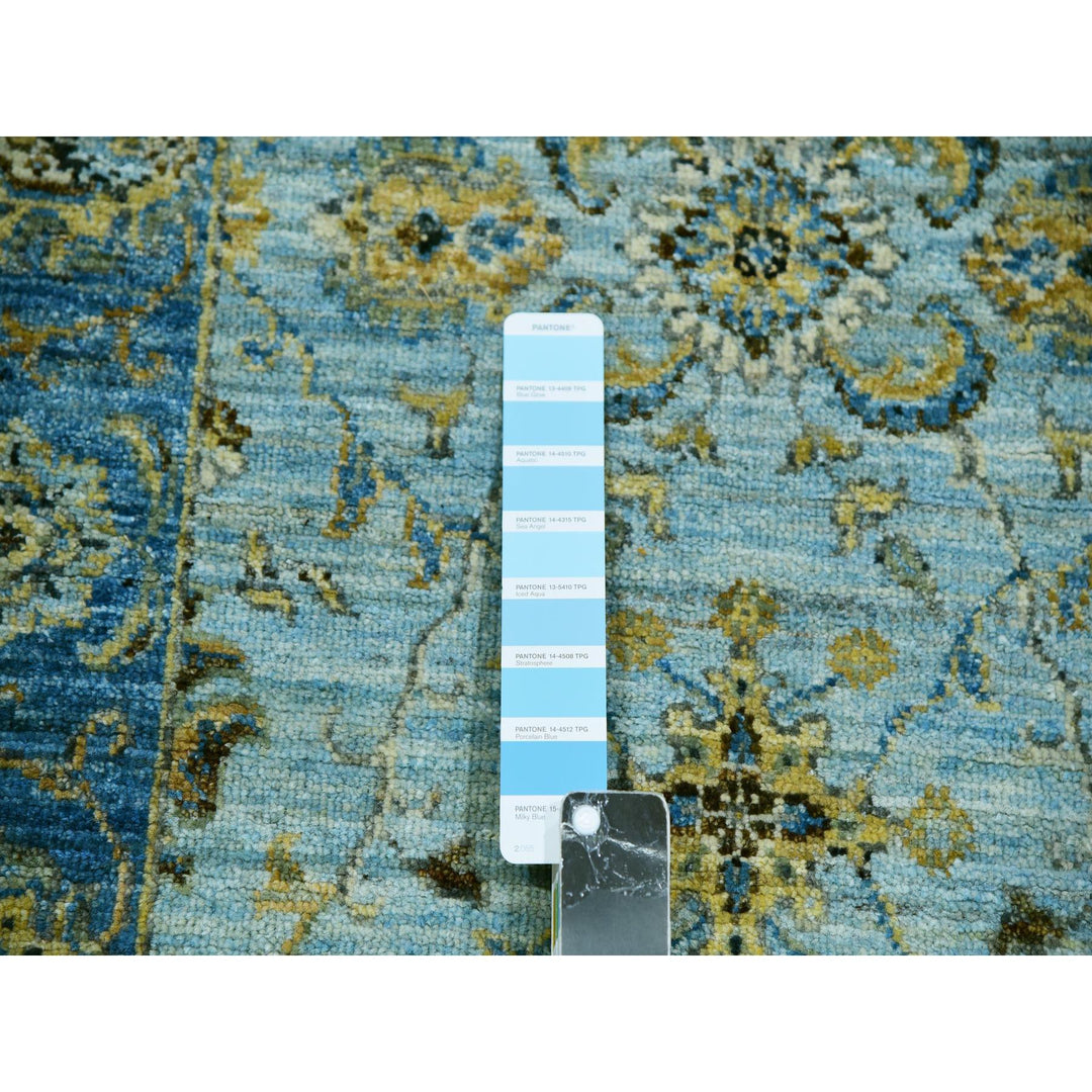 2'6" x 14'0" New Hand Knotted Blue Wool Runner Oriental Rug - MOA10276050