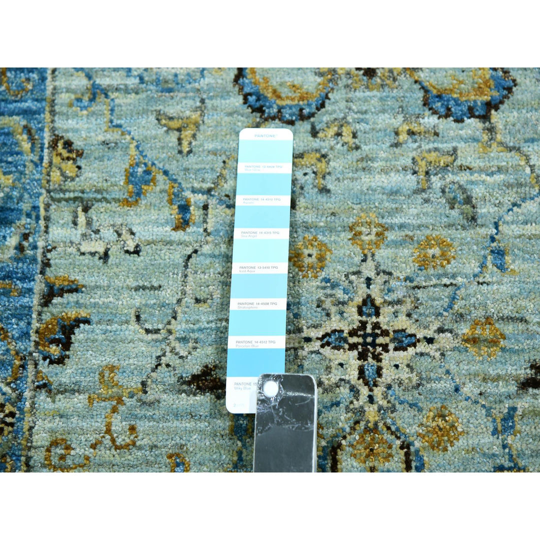 2'9" x 16'1" New Hand Knotted Blue Wool Runner Oriental Rug - MOA10276051