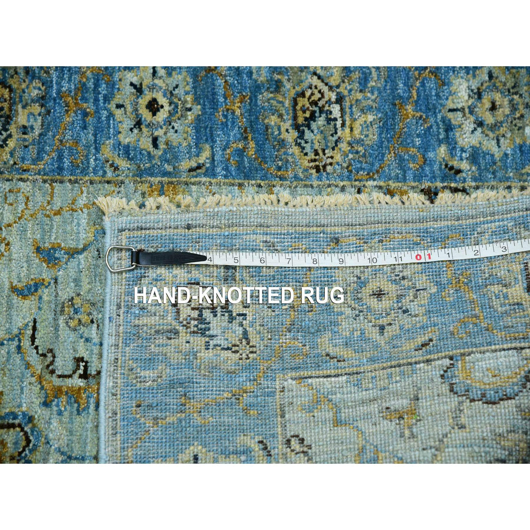 2'9" x 16'1" New Hand Knotted Blue Wool Runner Oriental Rug - MOA10276051