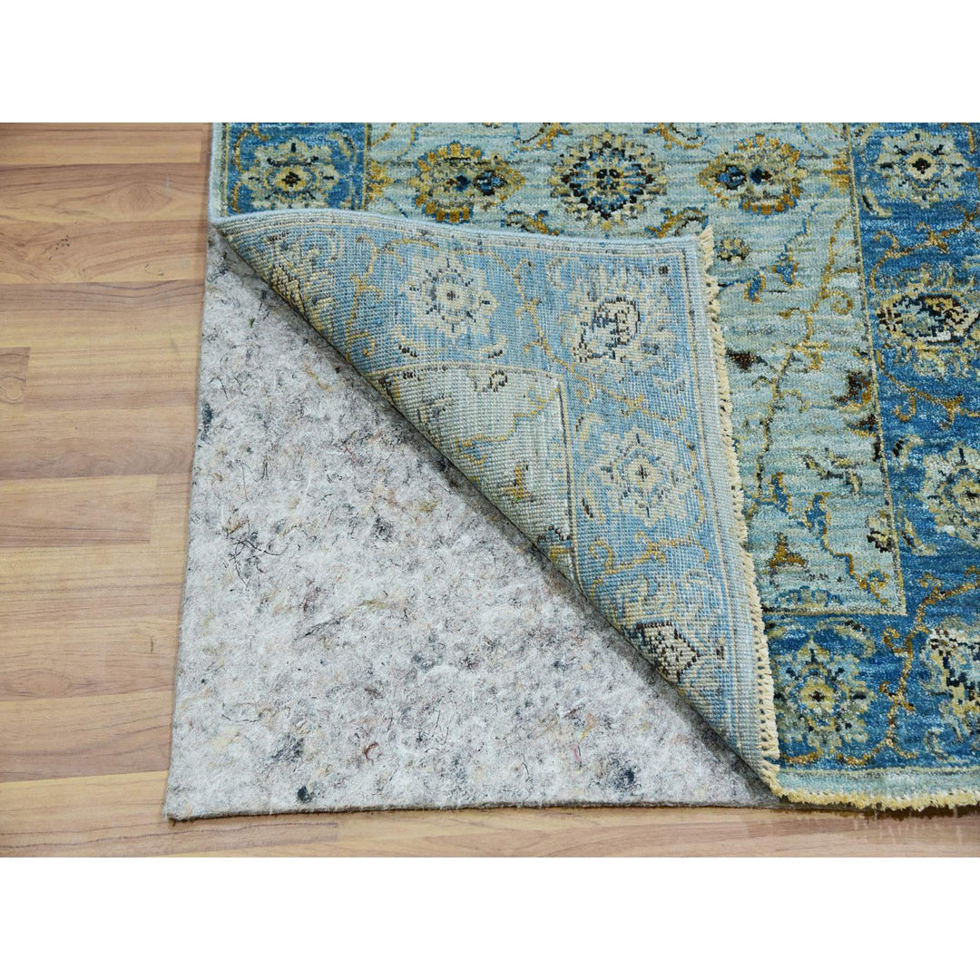 2'8" x 21'11" New Hand Knotted Blue Cotton Runner Oriental Rug - MOA10276052