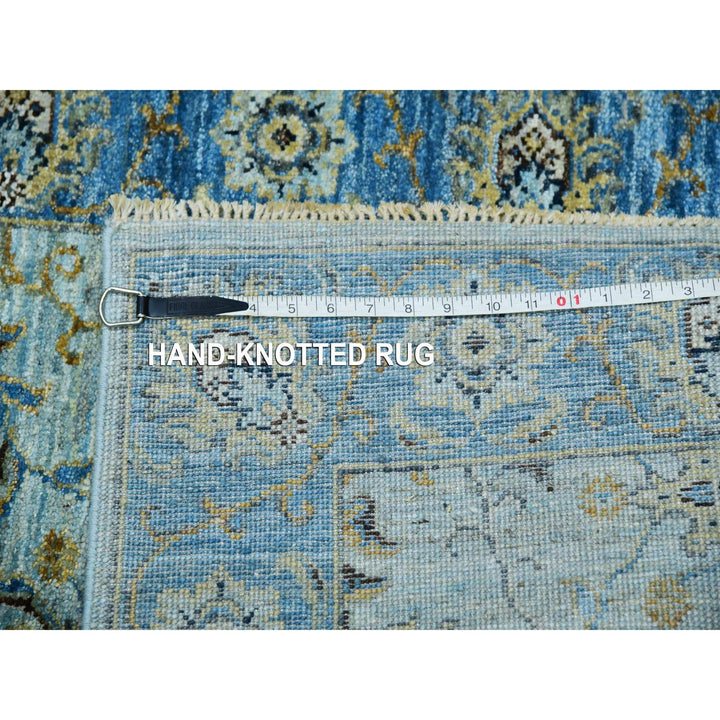 2'8" x 24'1" New Hand Knotted Blue Wool Runner Oriental Rug - MOA10276053