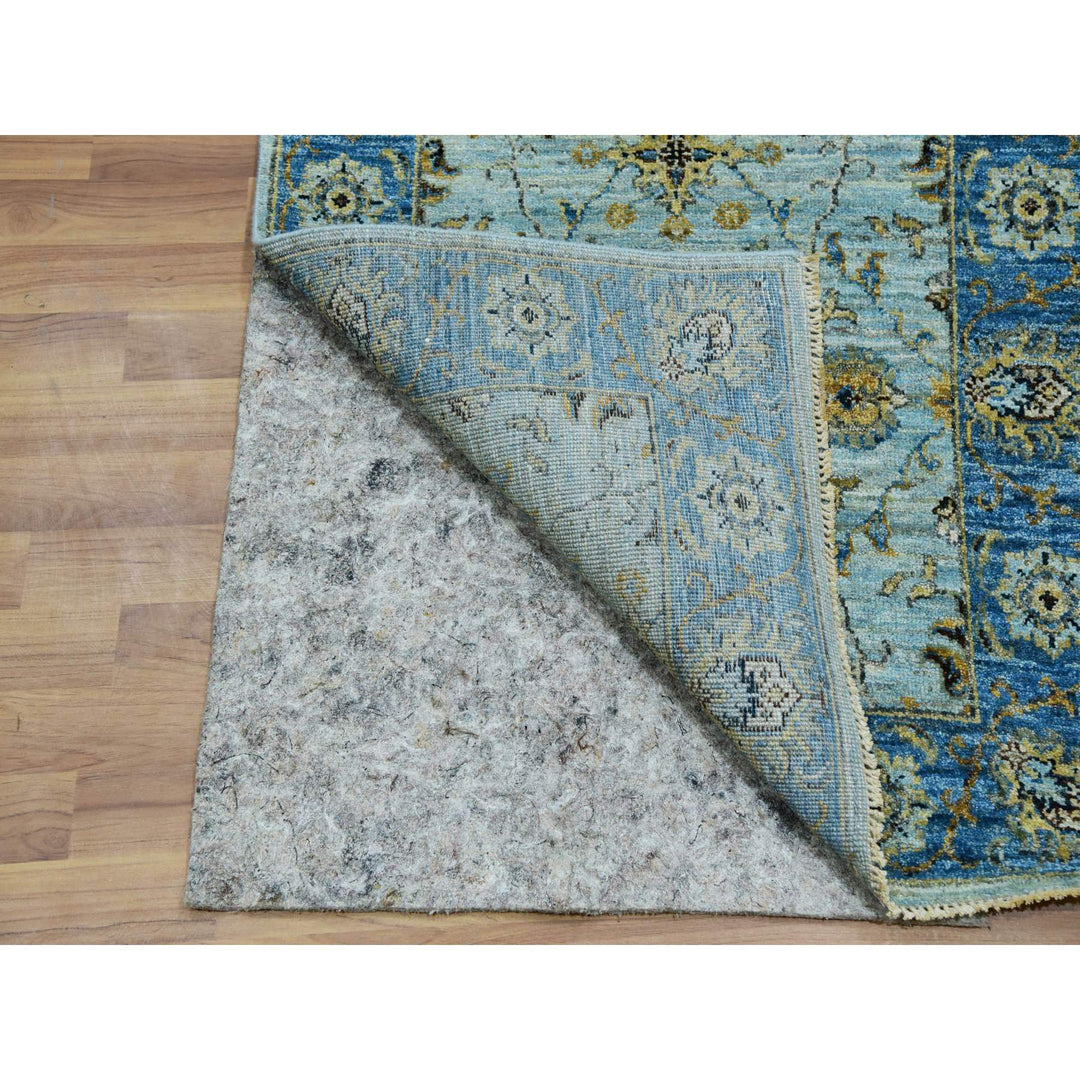 2'8" x 29'10" New Hand Knotted Blue Cotton Runner Oriental Rug - MOA10276054