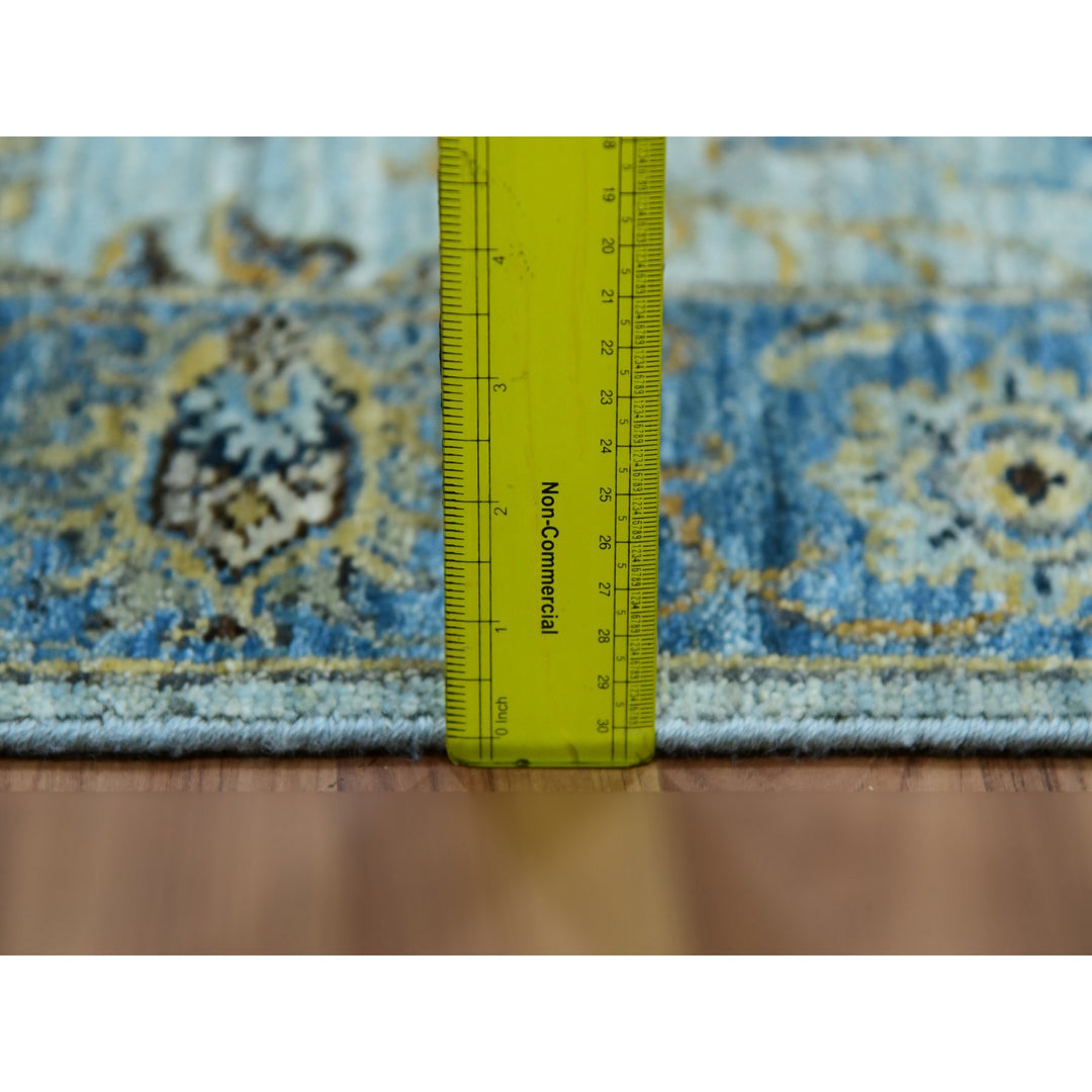 2'8" x 29'10" New Hand Knotted Blue Cotton Runner Oriental Rug - MOA10276054