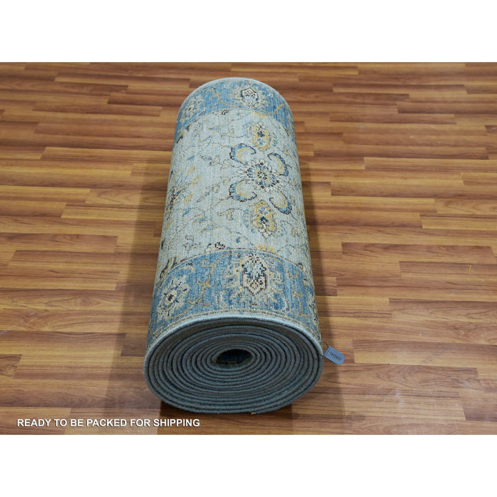 2'7" x 25'10" New Hand Knotted Blue Wool Runner Oriental Rug - MOA10276055