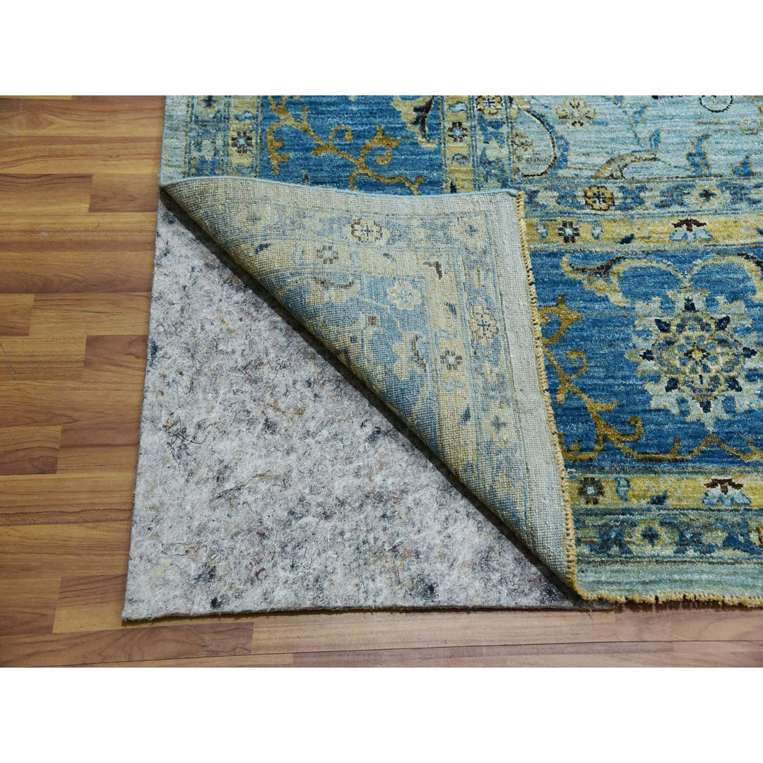 11'10" x 15'0" New Hand Knotted Blue Wool Rectangle Oriental Rug - MOA10276056