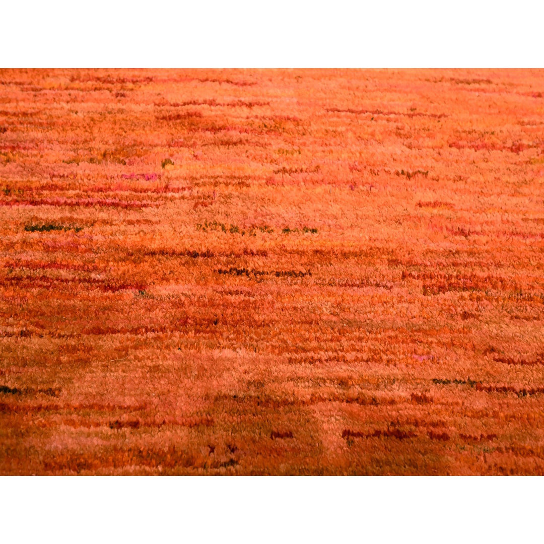 9'0" x 12'0" New Hand Knotted Orange Sari Silk Rectangle Oriental Rug - MOA10276069