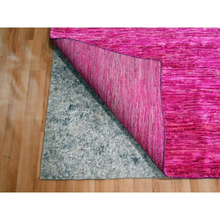 8'11" x 12'3" New Hand Knotted Pink Sari Silk Rectangle Oriental Rug - MOA10276075