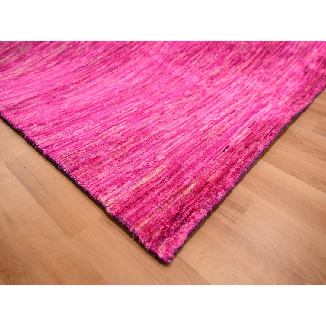 8'11" x 12'3" New Hand Knotted Pink Sari Silk Rectangle Oriental Rug - MOA10276075