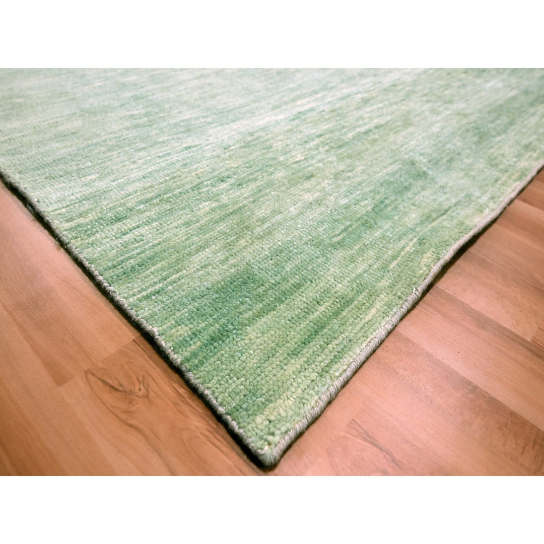 9'4" x 12'4" New Hand Knotted Green Wool Rectangle Oriental Rug - MOA10276080