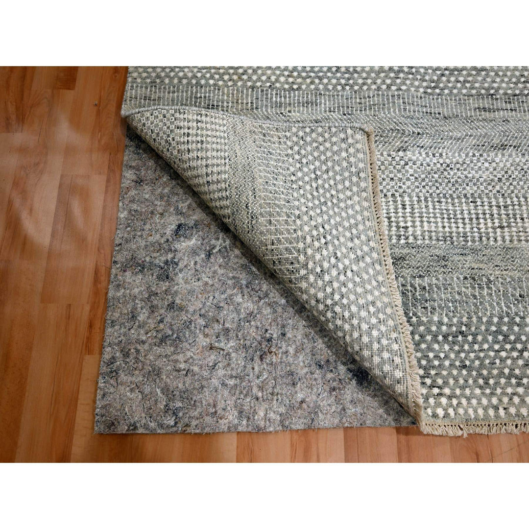 8'9" x 12'3" New Hand Knotted Grey Wool & Silk Rectangle Oriental Rug - MOA10276083