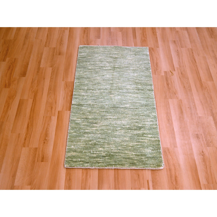 2'0" x 3'0" New Hand Knotted Green Wool Rectangle Oriental Rug - MOA10276089