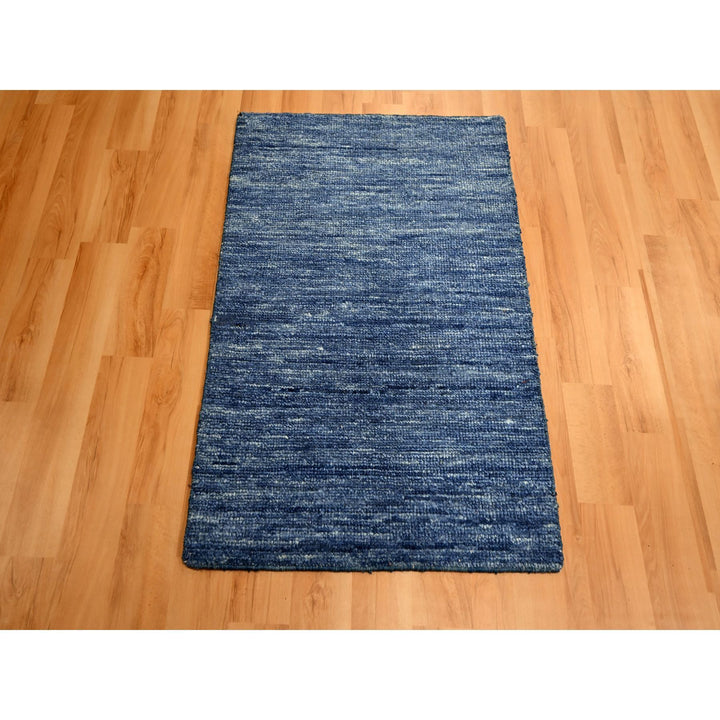 2'0" x 3'0" New Hand Knotted Blue Wool Rectangle Oriental Rug - MOA10276095