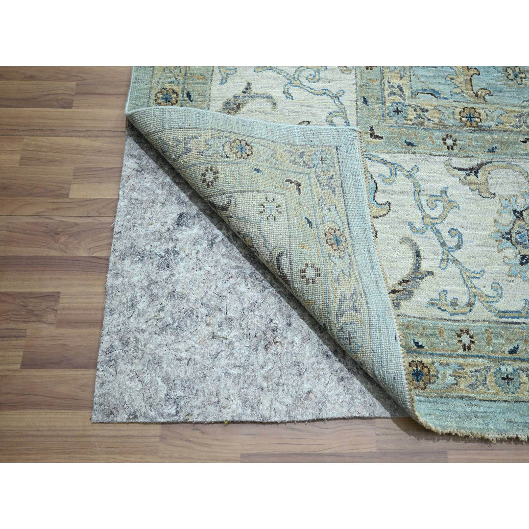 12'0" x 18'1" New Hand Knotted Blue Wool Rectangle Oriental Rug - MOA10276106