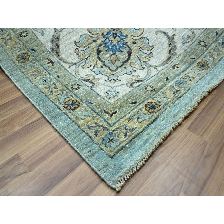 12'0" x 18'1" New Hand Knotted Blue Wool Rectangle Oriental Rug - MOA10276106