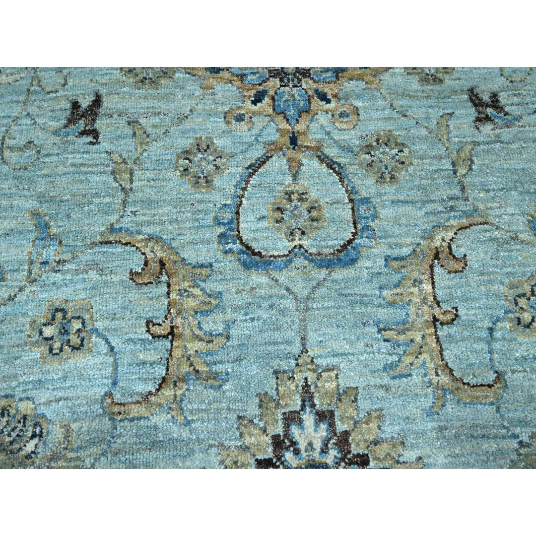 12'0" x 18'1" New Hand Knotted Blue Wool Rectangle Oriental Rug - MOA10276106