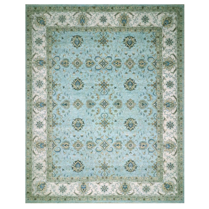 12'2" x 15'3" New Hand Knotted Blue Wool Rectangle Oriental Rug - MOA10276107