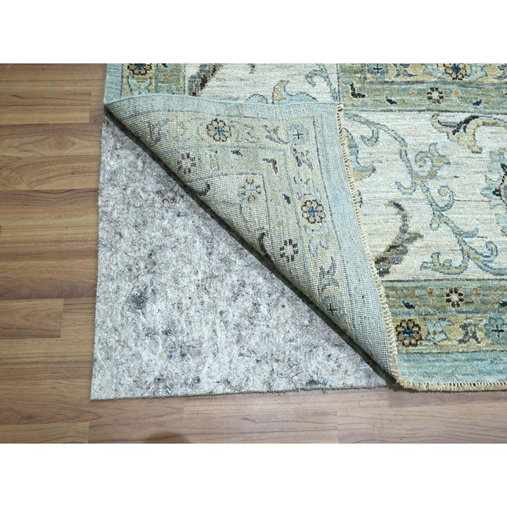 12'2" x 15'3" New Hand Knotted Blue Wool Rectangle Oriental Rug - MOA10276107