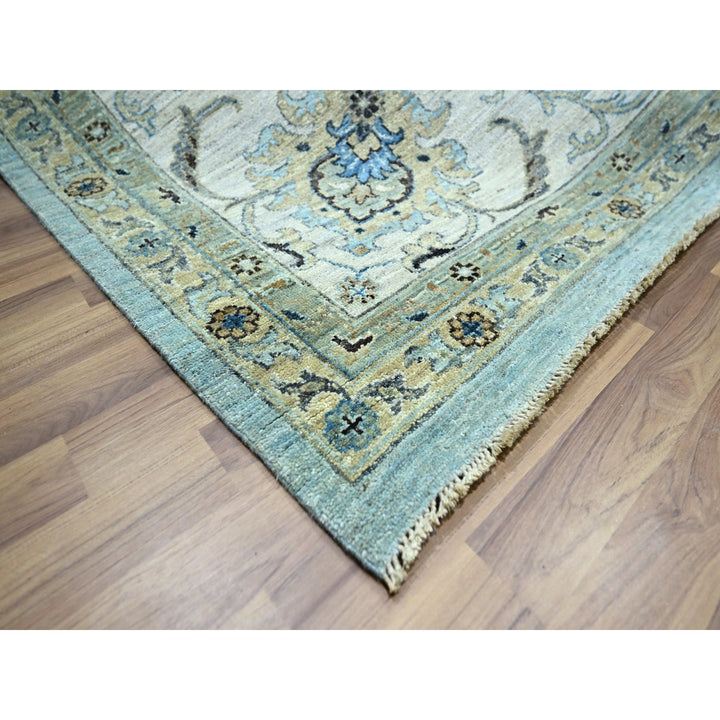 12'2" x 15'3" New Hand Knotted Blue Wool Rectangle Oriental Rug - MOA10276107