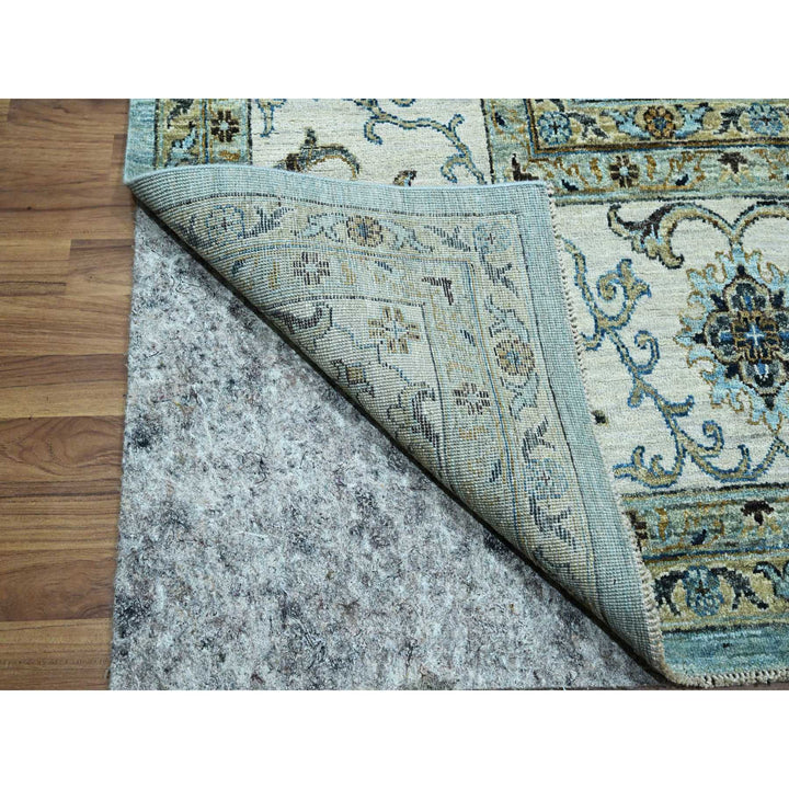 9'11" x 13'10" New Hand Knotted Blue Wool Rectangle Oriental Rug - MOA10276108