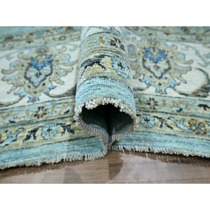 9'11" x 13'10" New Hand Knotted Blue Wool Rectangle Oriental Rug - MOA10276108