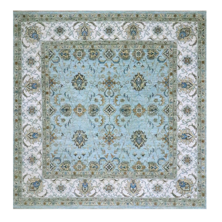 10'2" x 10'3" New Hand Knotted Blue Wool Square Oriental Rug - MOA10276109