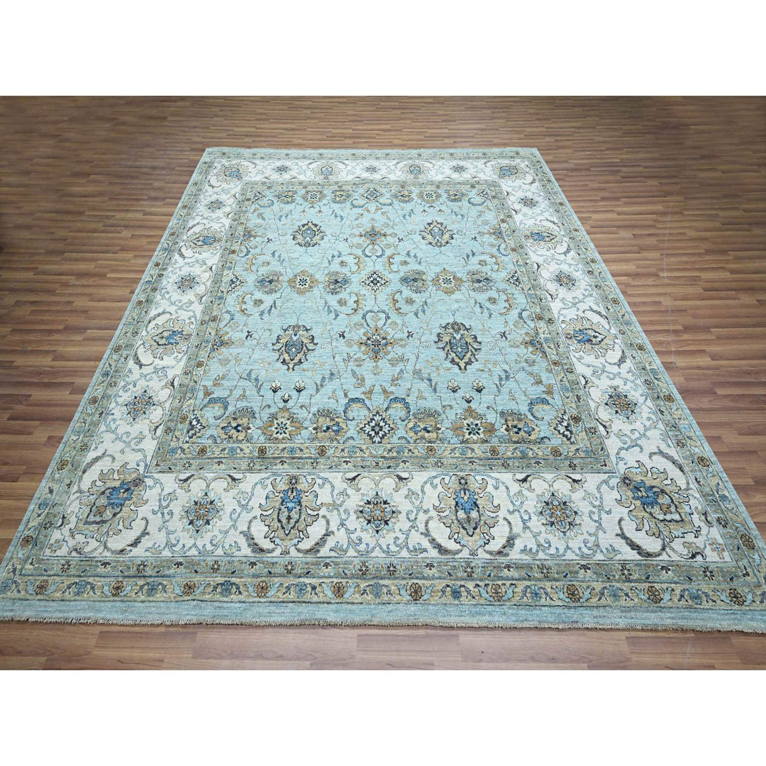 10'2" x 10'3" New Hand Knotted Blue Wool Square Oriental Rug - MOA10276109