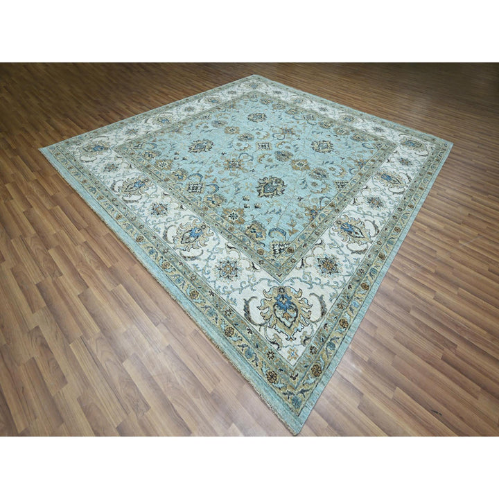 10'2" x 10'3" New Hand Knotted Blue Wool Square Oriental Rug - MOA10276109