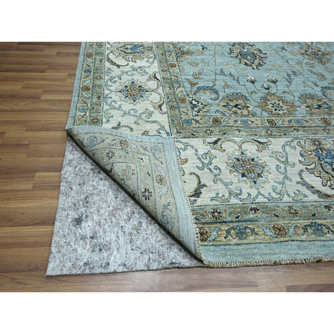 10'2" x 10'3" New Hand Knotted Blue Wool Square Oriental Rug - MOA10276109