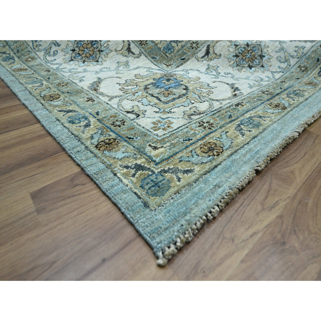 10'2" x 10'3" New Hand Knotted Blue Wool Square Oriental Rug - MOA10276109