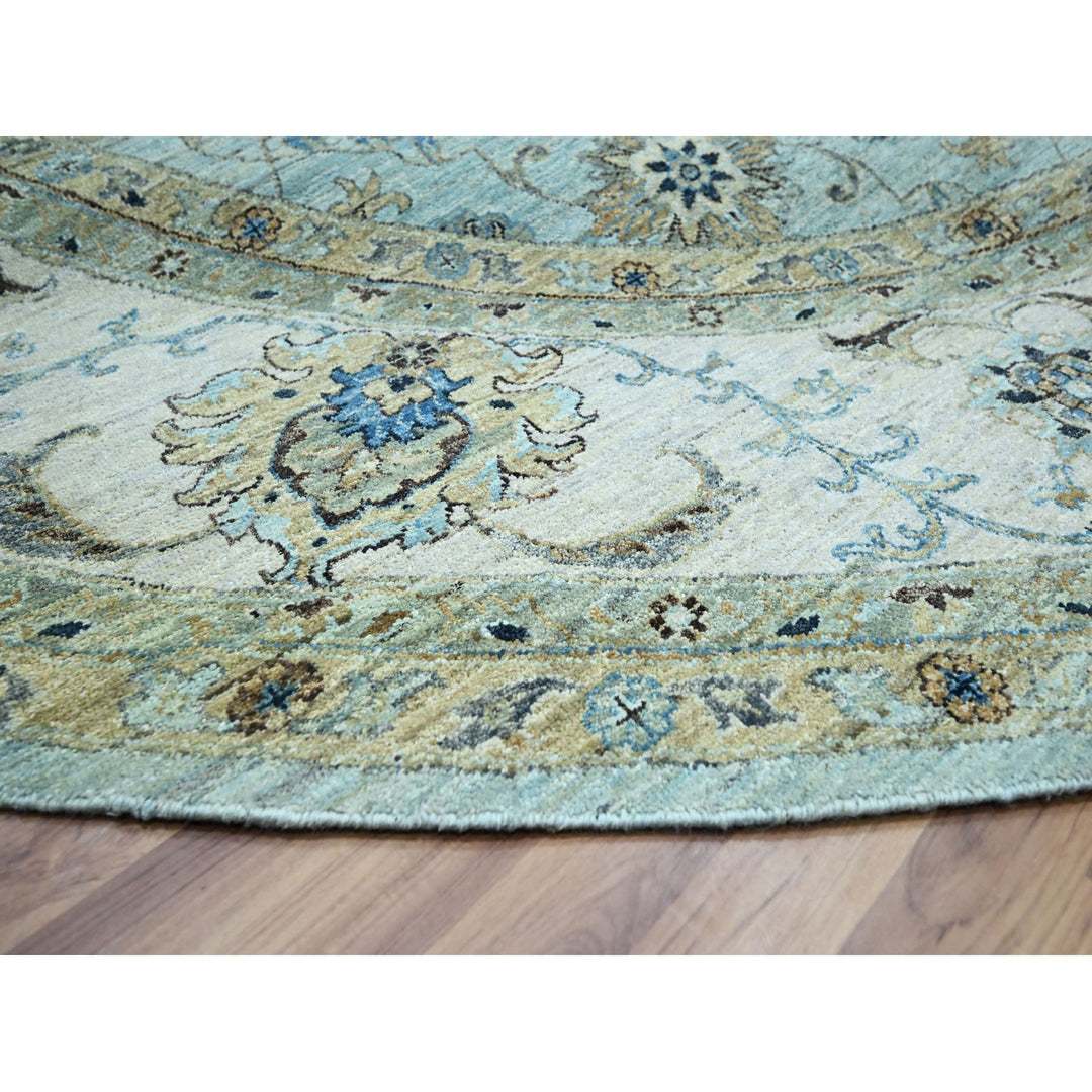 11'10" x 11'10" New Hand Knotted Blue Wool Round Oriental Rug - MOA10276110