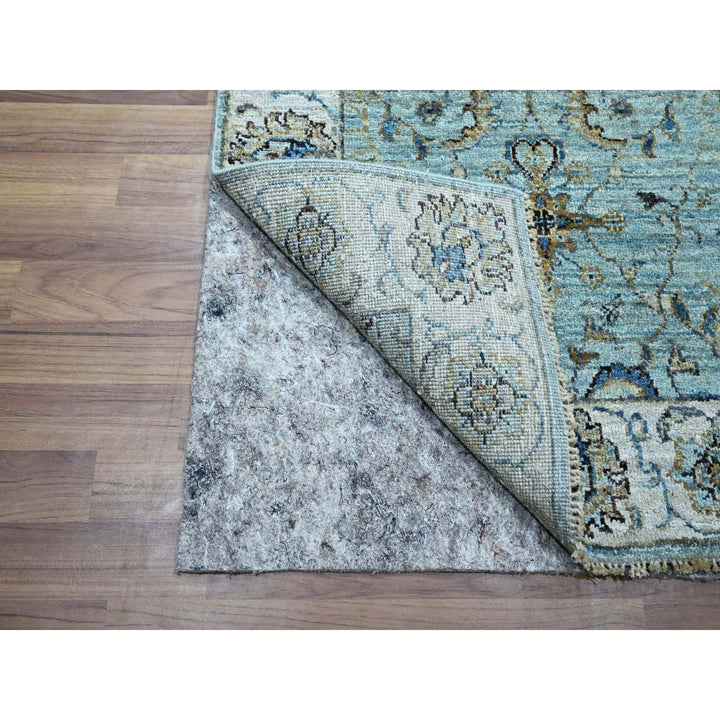 2'7" x 21'11" New Hand Knotted Blue Wool Runner Oriental Rug - MOA10276114