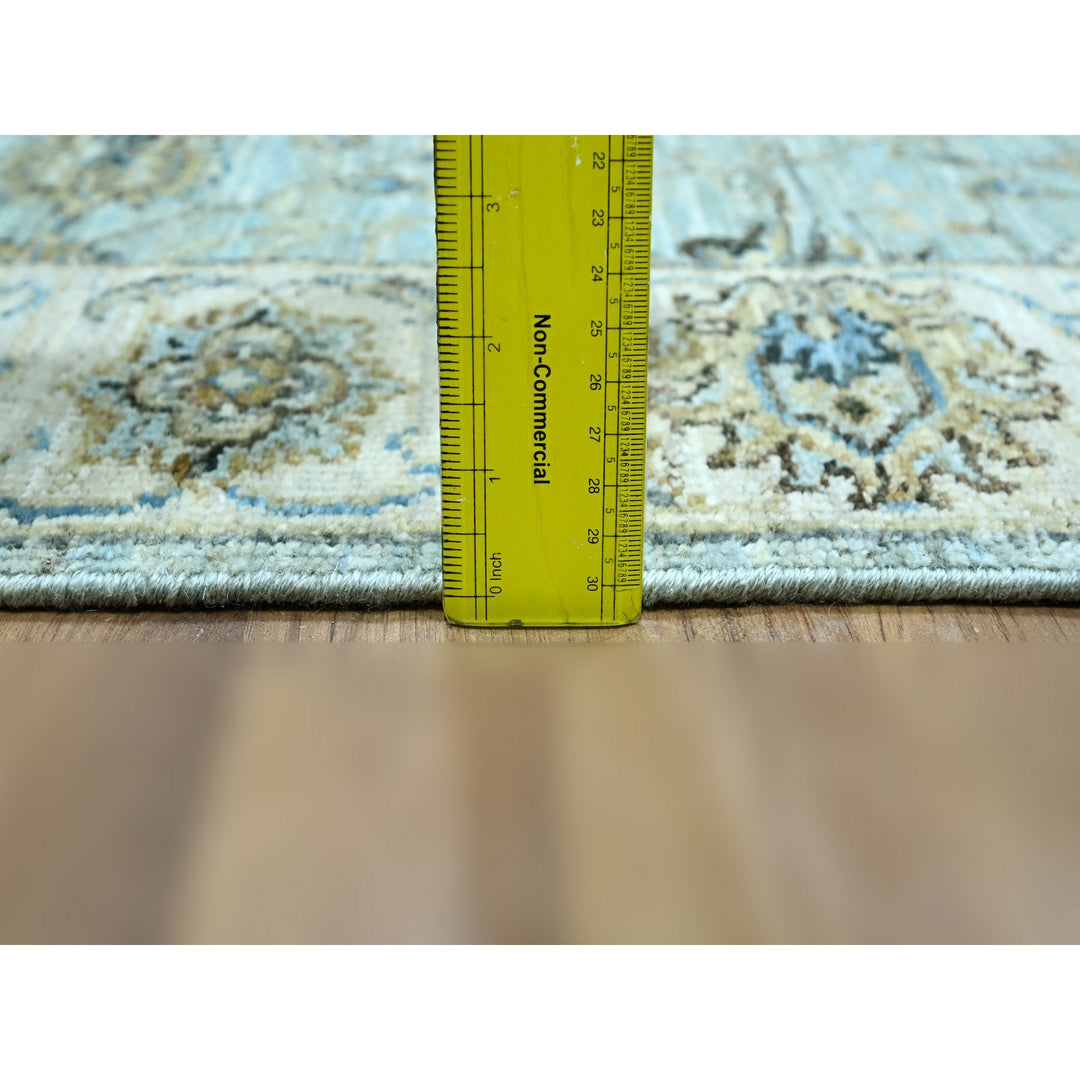 2'7" x 21'11" New Hand Knotted Blue Wool Runner Oriental Rug - MOA10276114