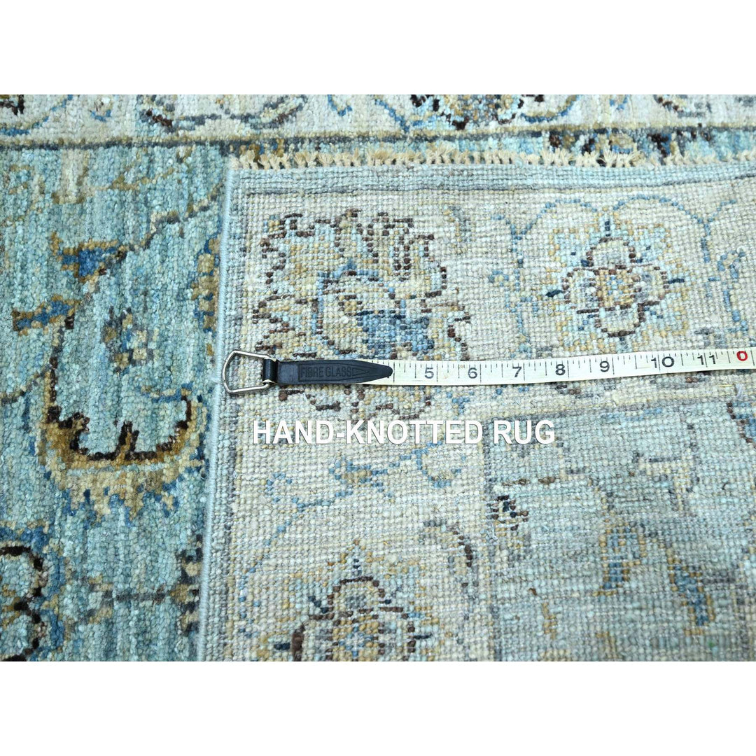 2'7" x 21'11" New Hand Knotted Blue Wool Runner Oriental Rug - MOA10276114