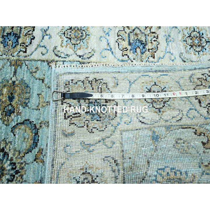 2'7" x 13'11" New Hand Knotted Blue Wool Runner Oriental Rug - MOA10276116