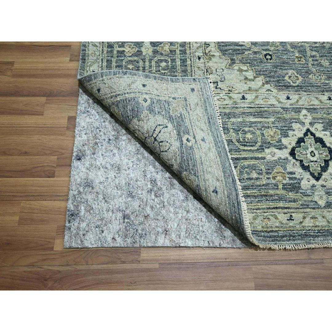 11'11" x 15'0" New Hand Knotted Grey Wool Rectangle Oriental Rug - MOA10276117